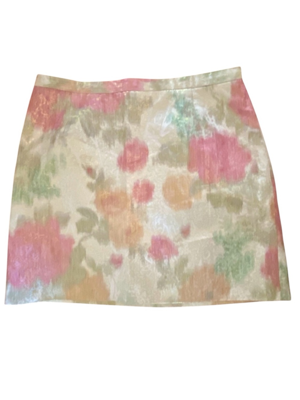 H&M Metallic Floral Jacquard Mini Skirt Pastel Gold Y2K Size 8